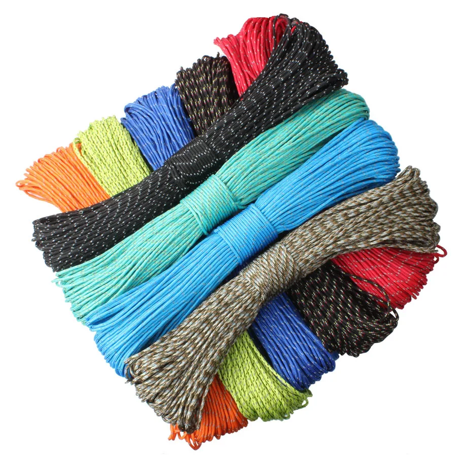 CAMPINGSKY Paracord 2mm Reflective Rope 3 Strand Core Outdoor Camping Cord  Parachute Cord Lanyard Tent Multifunction