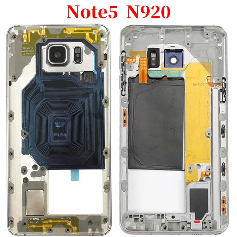 

Middle Frame For Samsung Note 5 N920 N920F Middle Plate Housing Chassis Frame Bezel With Side Button and Camera Lens Cover note5