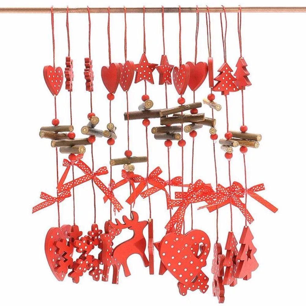 

6pcs Wooden Christmas Ornament Decorations Christmas Tree String Pendant Creative Carving New Year Home Adornment