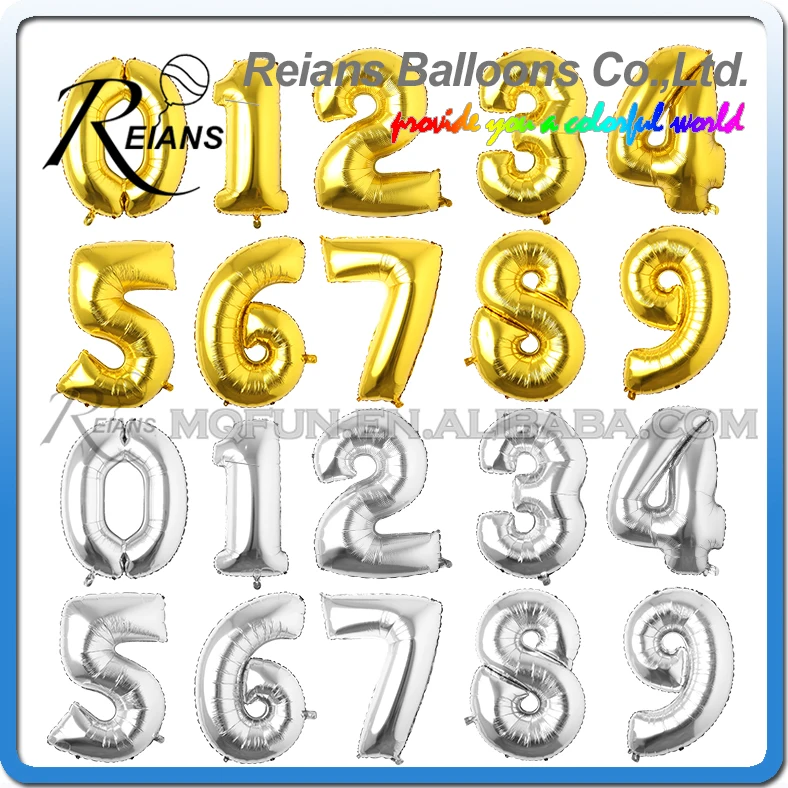 

50pcs 40 inch Number balloon Baby Shower 1st Big Helium Foil ballon Gold Silver Digit Globos Birthday Party Wedding Decor Ballon