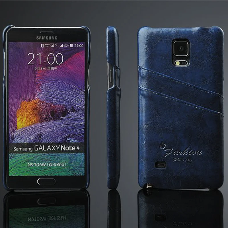 

For Samsung Note4 Note 4 Case Luxury Wallet PU Leather Oil Wax Texture Back Cover Card Slots Shell