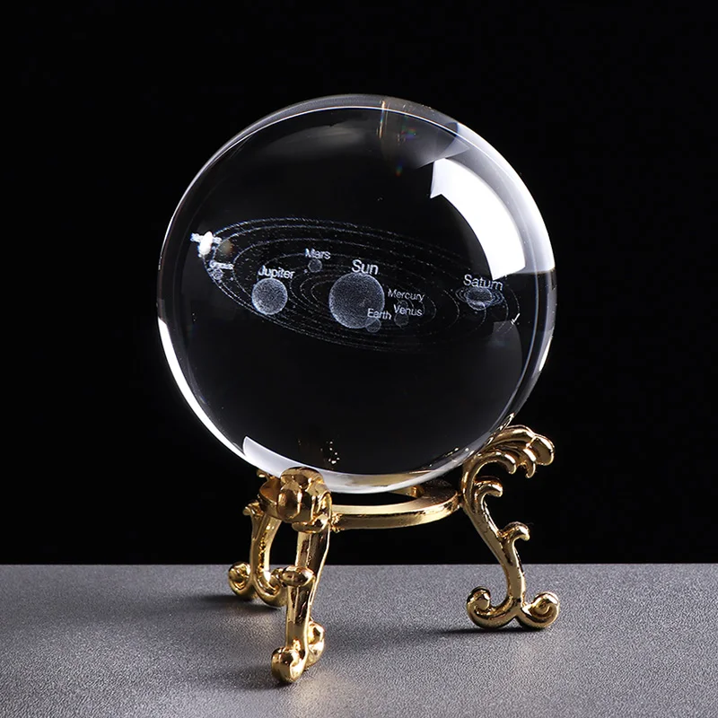 6 см лазерной гравировкой на солнечных батареях Системы мяч 3D Миниатюрная модель планет Сфера Стекло Глобус орнамент Декор для дома подарок для астрофиле
