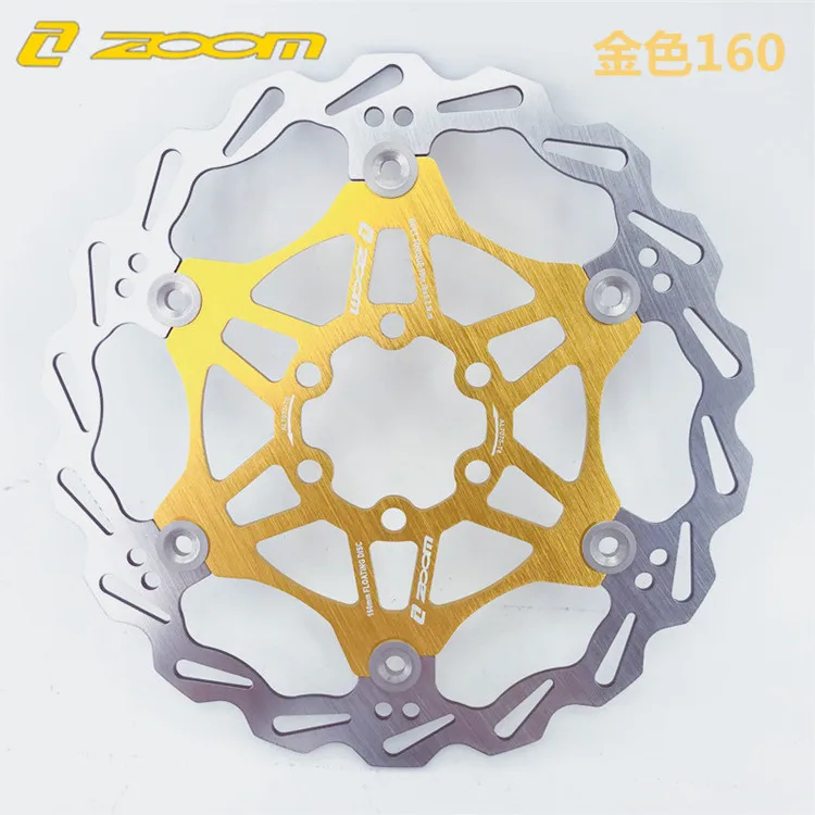 ZOOM горный велосипед MTB DH 6 дюймов 160 мм 180 мм 203 мм плавающий дисковый тормоз ротор велосипедный ротор дисковый тормоз - Цвет: gold 160mm