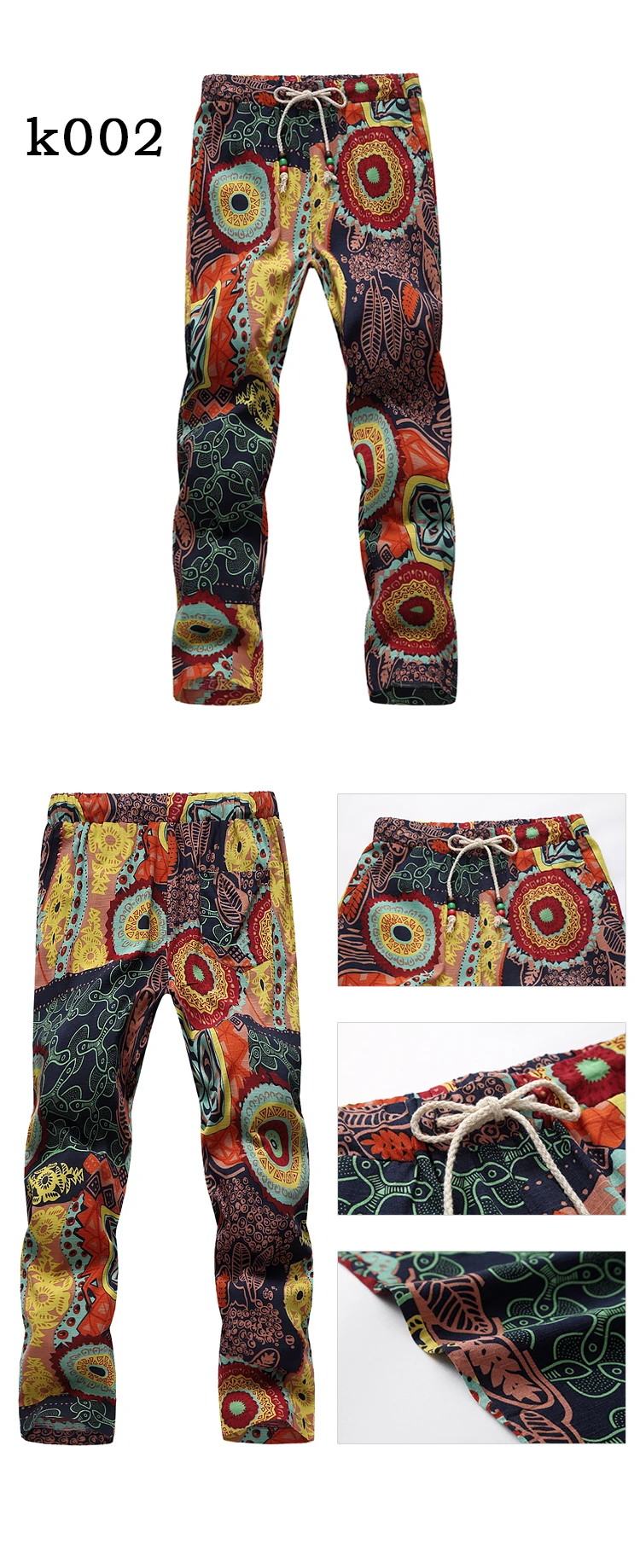 Летние мужские брюки с цветочным принтом на шнуровке, 7 цветов, большие размеры, S-6XL, мужские брюки с полосой сбоку