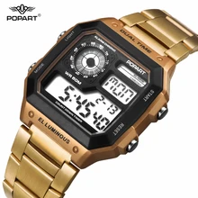 POPART Fashion Digital Watch Men Waterproof Sport Watches Mens Luxury Brand Male Clock Men's Wristwatches Relogio Masculino Gold POPART Fashion Digital Watch Men Waterproof Sport Watches Mens Luxury Brand Male Clock Men's Wristwatches Relogio Masculino Gold