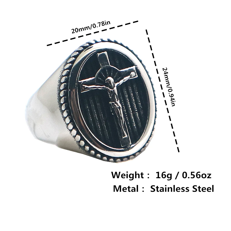 

Unisex 316L Stainless Steel Jesus Christ Cross Ring New Arrival