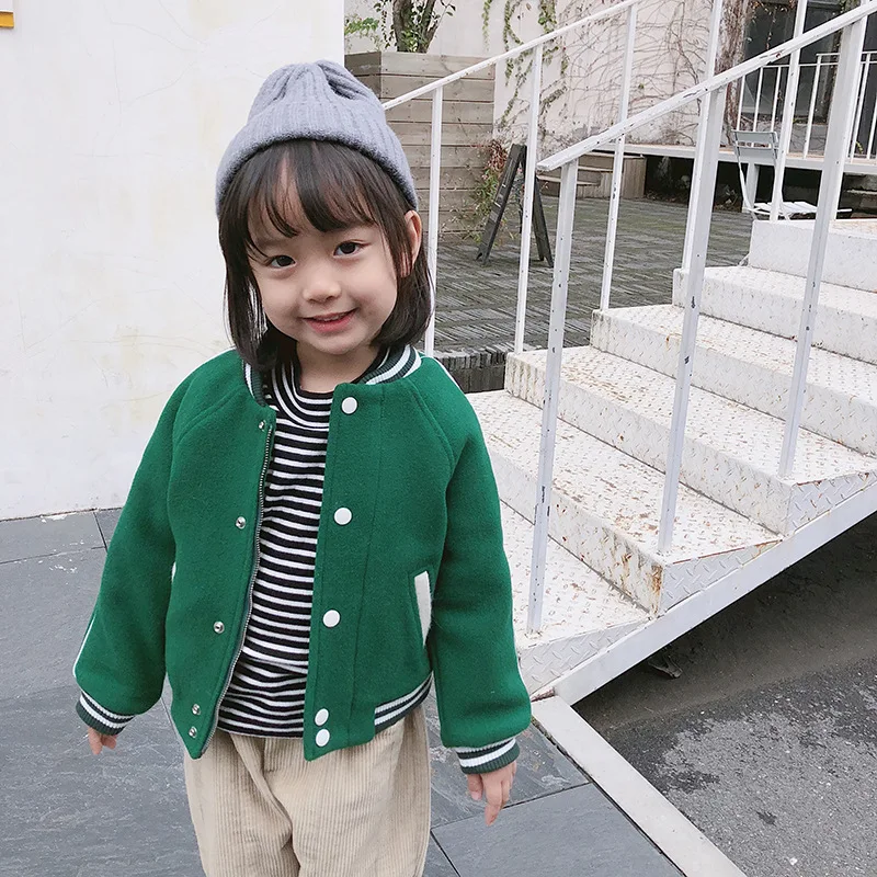 

Kids outwear jacket cotton padded green color fashion baby girls jacket