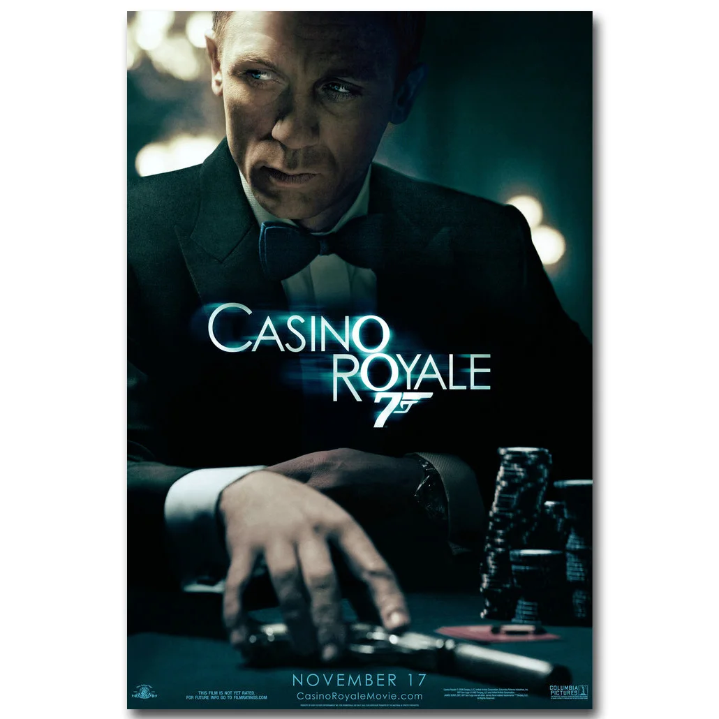 007 казино ROYALE художественная шелковая ткань постер принт 13x20 24x36 дюймов Джеймс