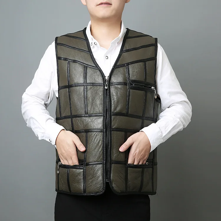 

2019 men really wool fur vest comfortable warm Stitching wool sheepskin vest soft and thick