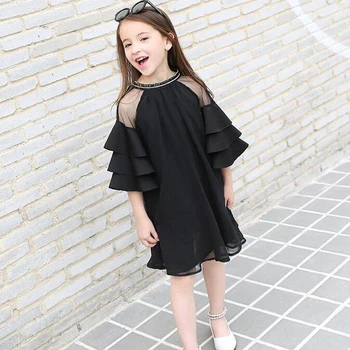 

Hot Summer Girls Dress 2019 New Children Dresses Elegant Baby Girl Casual Style Dress Kids Lady Clothes Girls Clothing 6-12Yrs