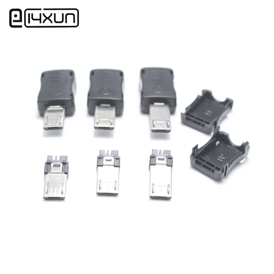 

5set Micro USB 5PIN Welding Type Male Plug Connector 3 in 1 Charger 5P USB Charging Socket Black Long Type 10mm 12mm