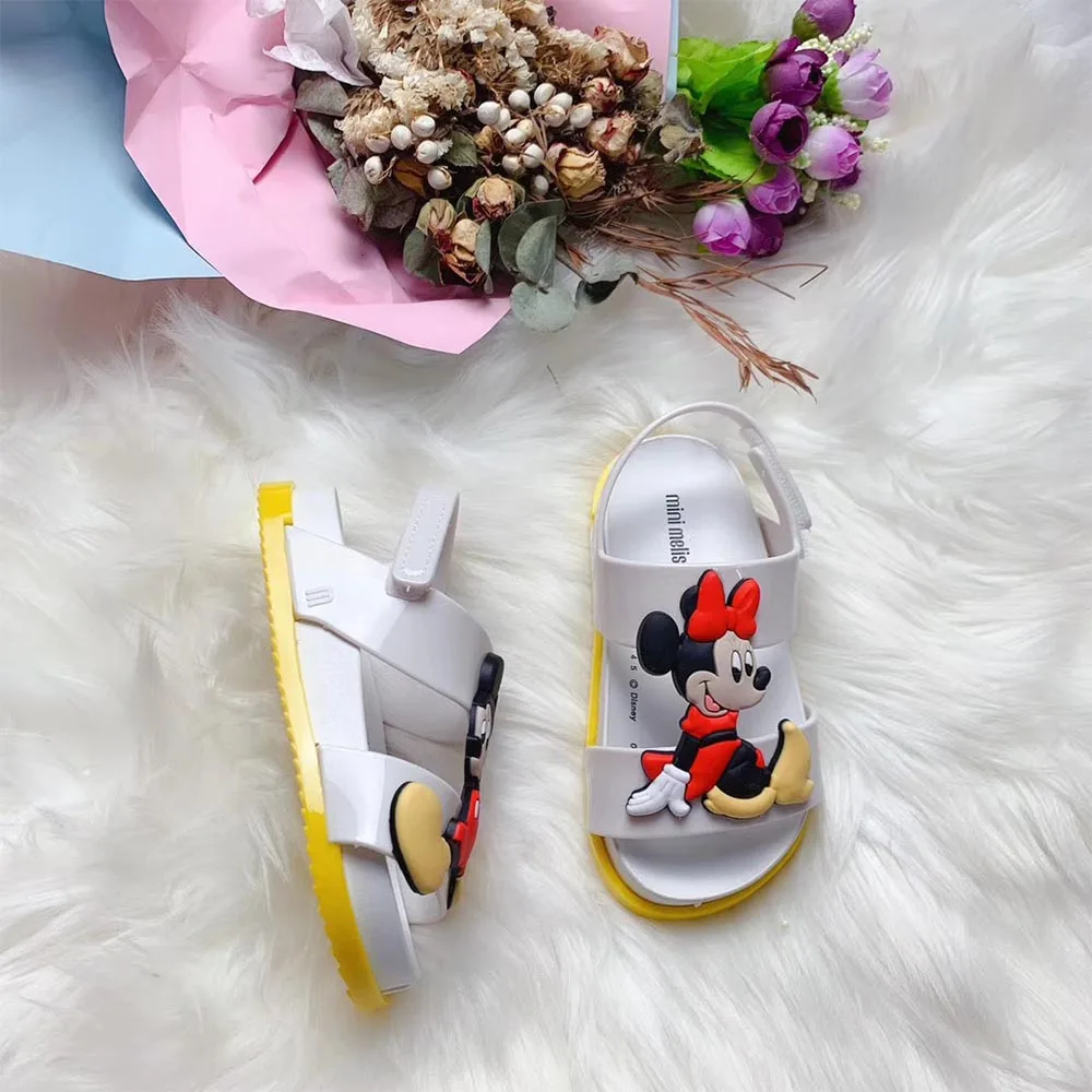 Mini Melissa/брендовые сандалии г. Новые сандалии для девочек с Микки Маусом детская обувь Melissa пляжные сандалии для девочек 13 см-1 см Нескользящие
