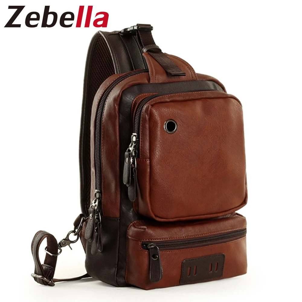 Zebella العلامة التجارية الرجال حقيبة كتف خمر الرجال Crossbody حقيبة الرجال الصدر أكياس عارضة الأزياء بو الجلود الرجال حقيبة ساعي