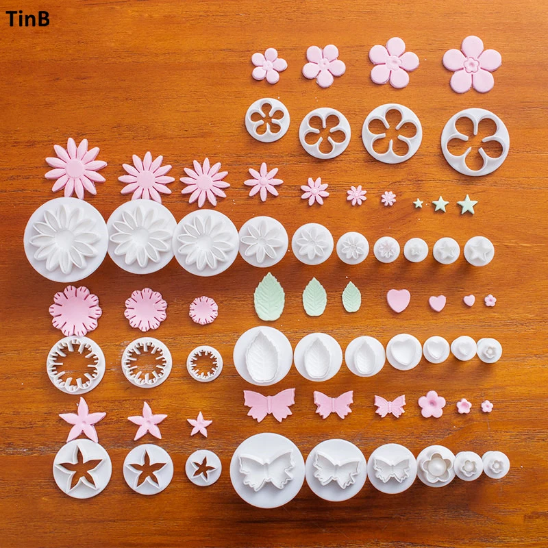 

33pc/set Plastic Flower Fondant Cake Decorating Tools Sugarcraft Fodant Plunger Cutter Baking Biscuit Cookies Cake Mold Bakeware