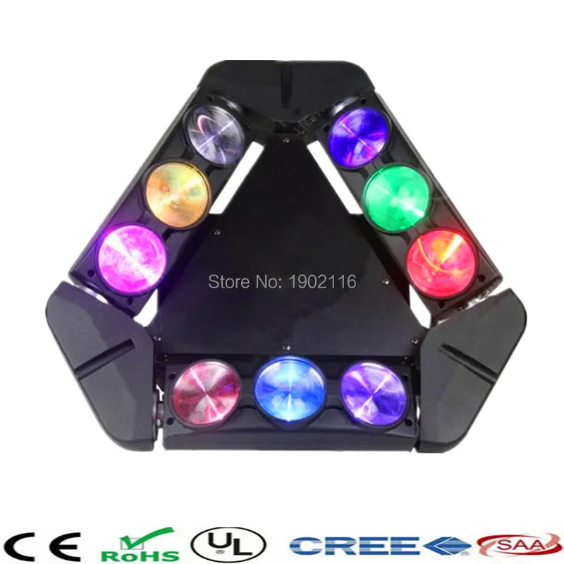 

Professional Mini Moving Head Led Spider Light 9x10W RGBW Led Party Light DJ Lighting Three Head Beam Light disco dj equipment