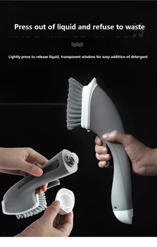 

HOT SELL!Cleaning Brushes Tablewares Wash Tool Kitchen Long Handle Automatically Add Liquid Sponge Brush Creative Clean Tools