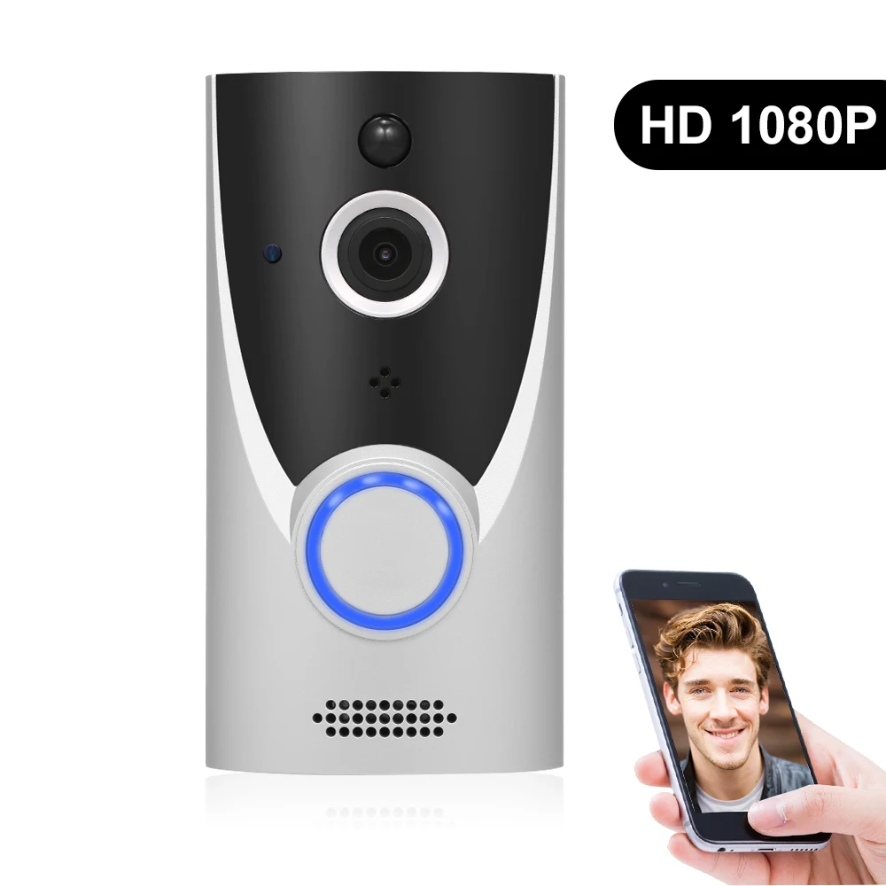 

WiFi Video Doorbell 1080P Security Camera with Two-Way Audio Night Vision PIR Motion Detection Wireless Doorbell TF Card Slot
