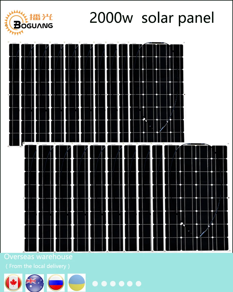 

Boguang 2000w solar kit 20*100w Solar Panel Module cell connector 12v PV system battery power charger outdoor RV house light