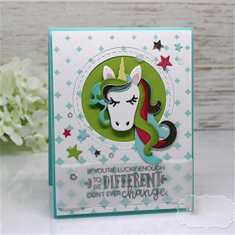 

Cartoon Long Hair Unicorn Metal Die Cuts Cutting Dies For DIY Scrapbooking Embossing Paper Cards Decorative Crafts New 2018