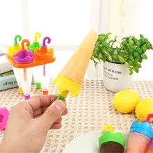 DIY многоразовые мульти-Цветной Зонтик в форме форма для изготовления мороженого Инструменты Прочный 4-х сотовый Пластик форма для мороженого «Холодное сердце» на палочке