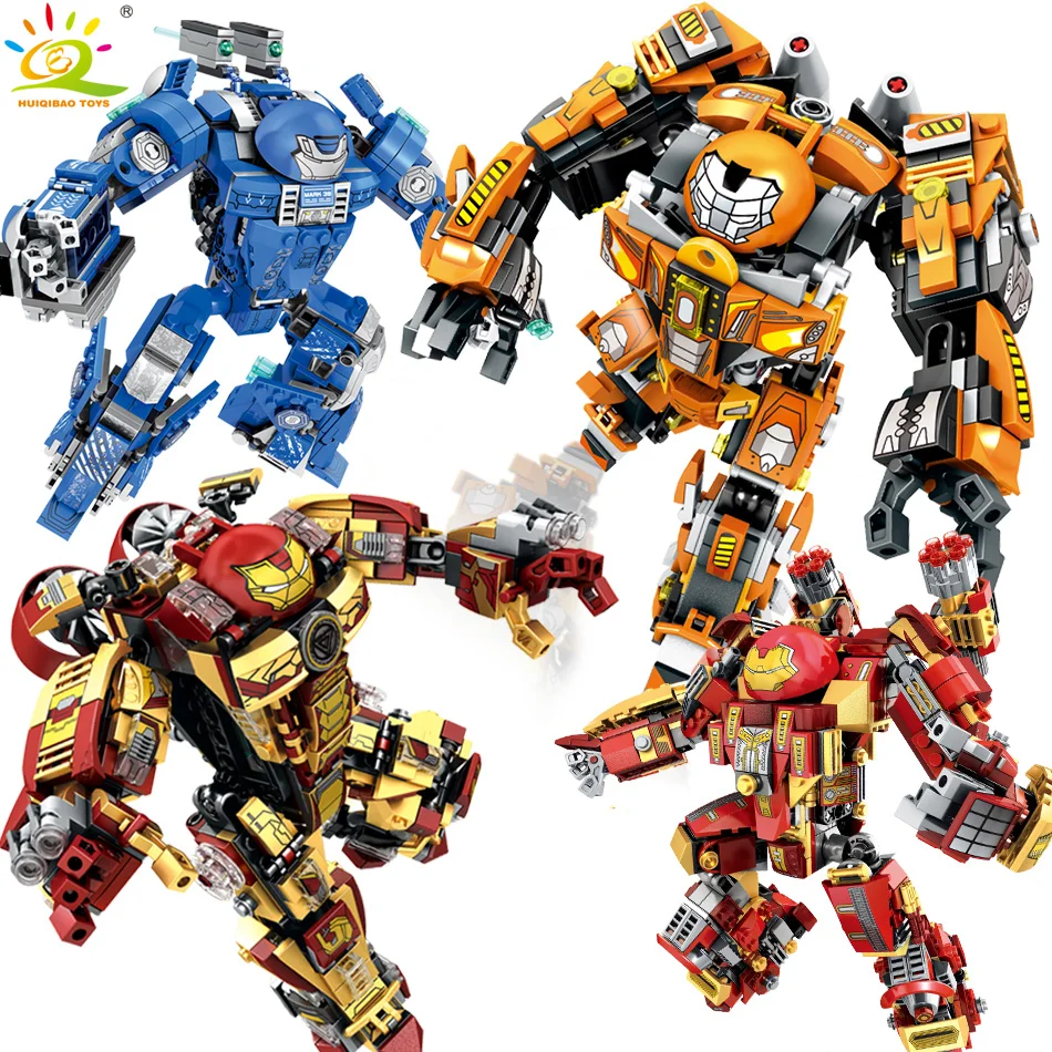 HUIQIBAO Tony бронированные строительные блоки Infinity Machine MK44, фигурки патриота, военные блоки, игрушки для детей, мальчиков - изображение