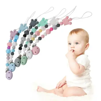 

Baby Dummy Chain Silicone Pacifier Clips Bead Dummy Clip Infant Handmade Newborn Teether Toy