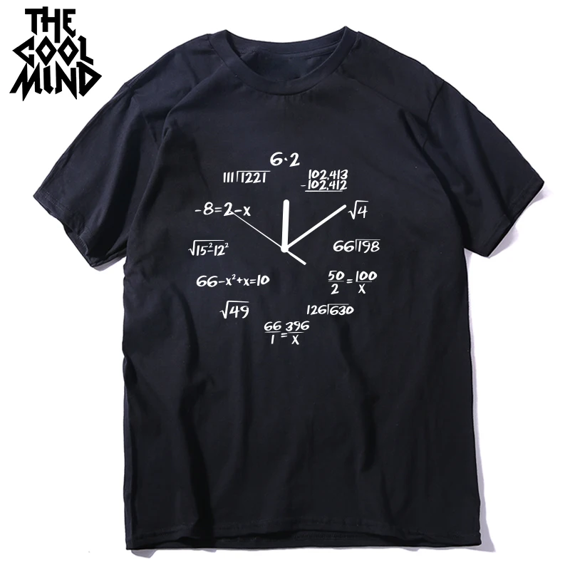 COOLMIND хлопковая забавная Мужская футболка с принтом математических часов, повседневная мужская футболка с коротким рукавом и круглым вырезом, крутая летняя футболка, Мужская футболка