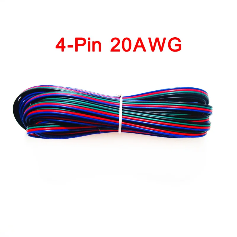 5 м 10 м 20 м 2Pin 3Pin 4Pin 5Pin 18AWG 20AWG 22AWG электрический провод кабель-удлинитель для Светодиодные ленты светильник - Цвет: 20AWG 4Pin