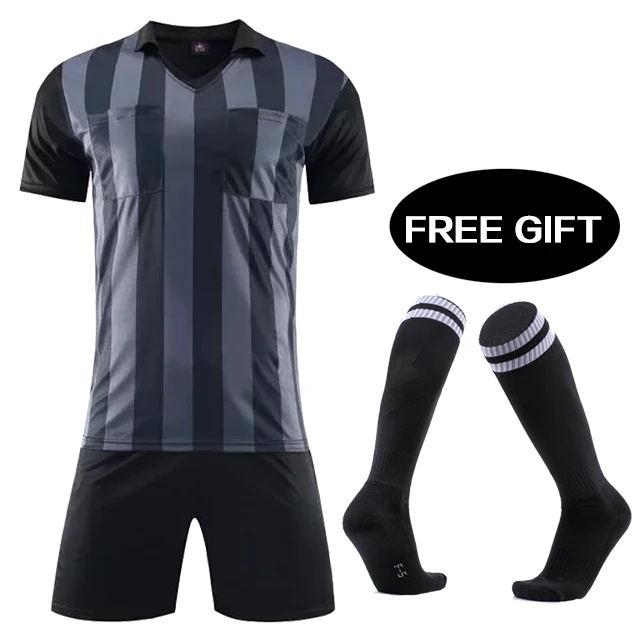 Мужские футбольные костюмы а+++ рефери футбольные майки maillot de foot тренировочная футбольная рубашка рефери Униформа судьи футбольный набор - Цвет: black