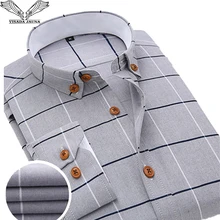 VISADA JAUNA, мужская рубашка в клетку, повседневная, длинный рукав, официальная, брендовая одежда, деловые рубашки, облегающие мужские рубашки