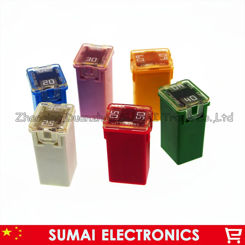 

6 models*5 Original rectangle medium type Auto fuse 20A to 60A,Japan and USA car fuses for Honda Toyota Audi BMW VW etc.