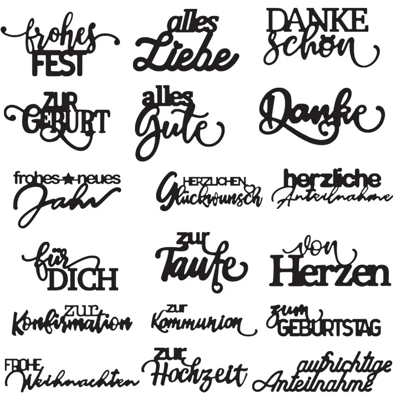 

German Letters Phrase Metal Cutting Dies Stencils 2019 For DIY Scrapbooking Decorative Embossing Paper Cards Handcraft Die Cut