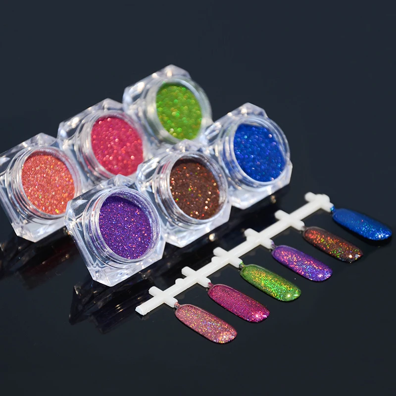 

6 Boxes Holo Laser Dust Holographic Nail Glitter Powder Chrome Pigments Shinny Nail Art Decorations