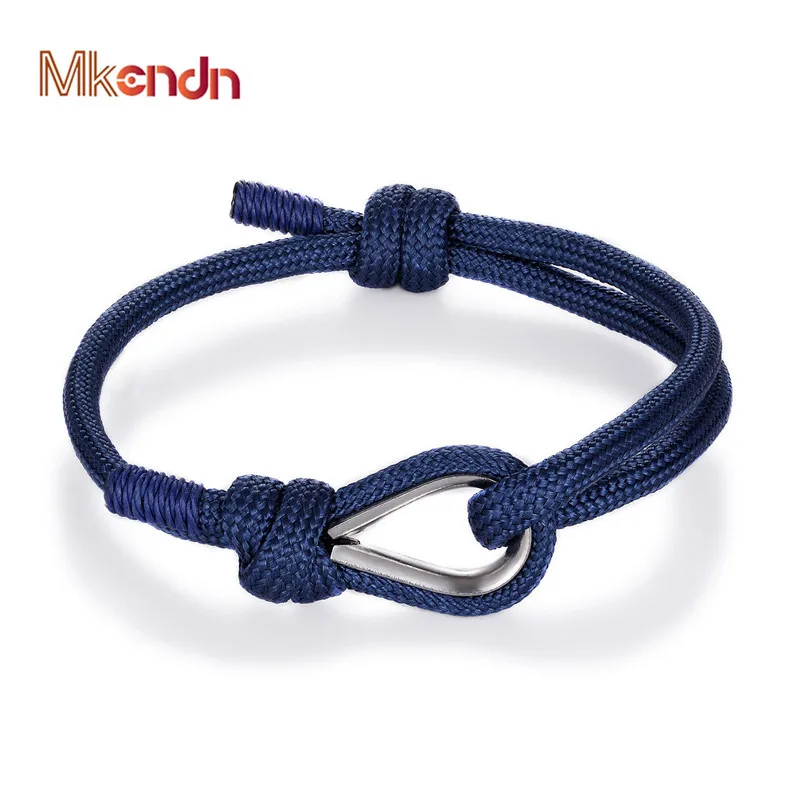 MKENDN جديد وصول الرياضة التخييم المظلة البحرية الأزرق Paracord الرجال النساء بحري بقاء حبل سلسلة سوار في الهواء الطلق نمط