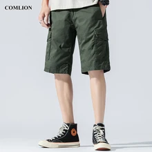 Летние камуфляжные свободные мужские шорты Карго Прохладный военные Короткие штаны Homme повседневные шорты-карго Армейский зеленый высокое качество F54