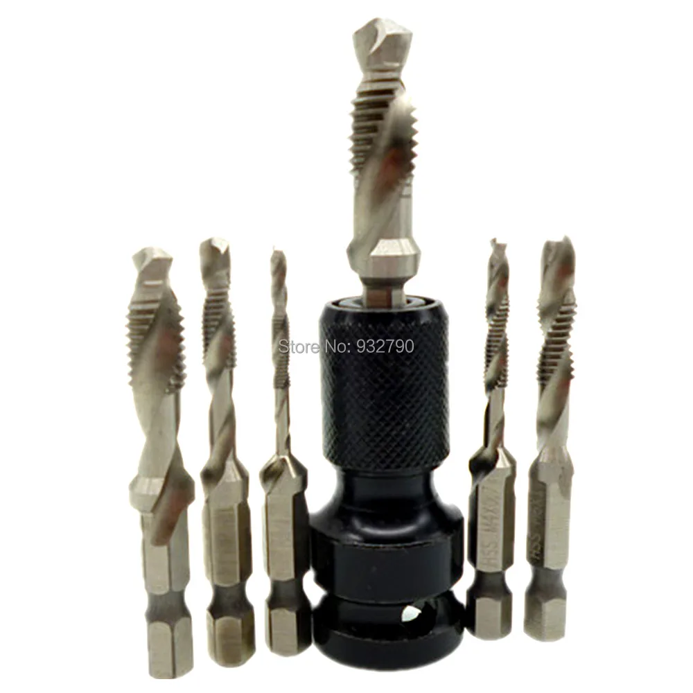 6pcs Drill Tap Countersink Deburr 14 Hex Metric Screw Plug M3 M4 M5 M6 M8 M10