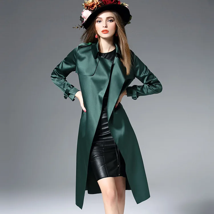 En Qgl 2019 Européen Femmes Black Porter De Manches Longue Longues Sac Et Lâche Cravate Américain À Tranchée Vêtements Kelly Nouvelle green v05rqv
