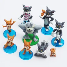 9pcs/set Cartoon Tom and Jerry PVC Action Figure Model Toys Dolls Classic Toys Christmas Gifts 3~8cm Retail