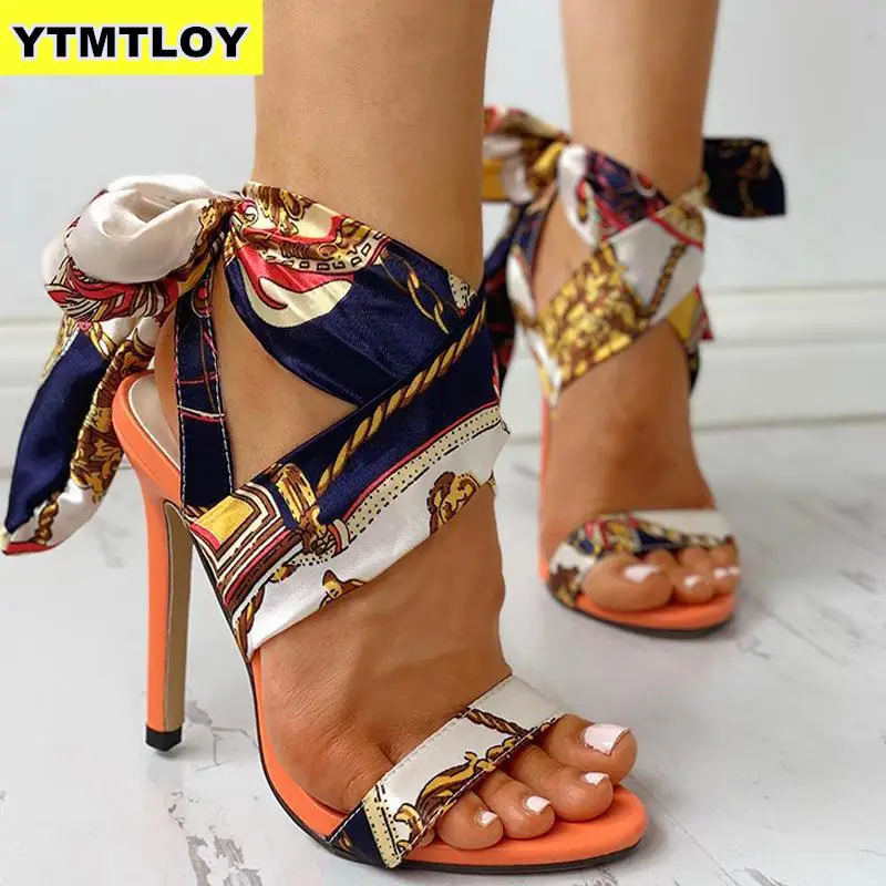 2019 Ribbon Summer Luxury High Heels New Women Pumps Comfort Shoes Sandals Sexy Party Female Peep Toe Gladiator Rome Leisure