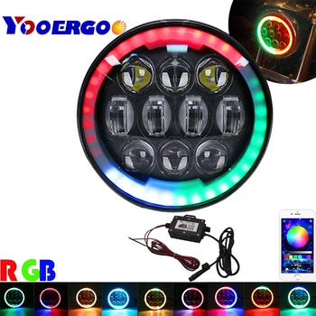 

5-3/4 RGB Multi-Color White Red Blue Green LED Halo Angel Eye Headlights 5.75 inch LED Projection Headlight