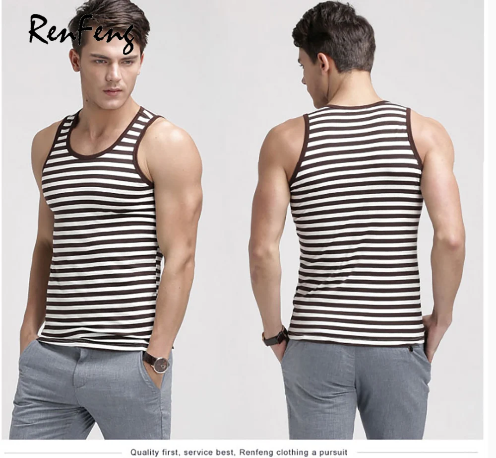 Cotton Men gyms Summer Tank Top Bodybuilding clothing Sleeveless Striped Brand Casual Shirts men's hot selling gym vest tank top (9)
