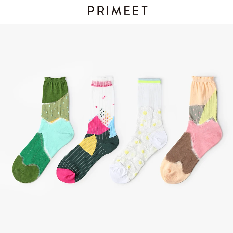 

women summer funny socks e girl korean style lace fishnet socks nylon thin tube cute ruffle socks kawaii rainbow nude sock tulle