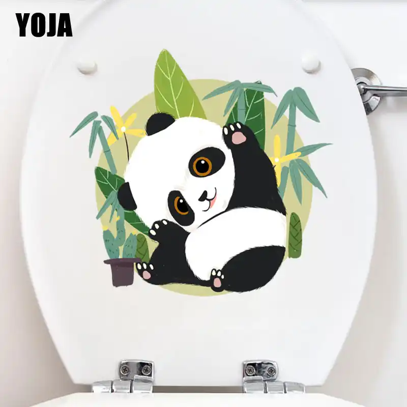 Yoja 249x235 Cm Moderne Drôle Panda Toilette Sticker Mural