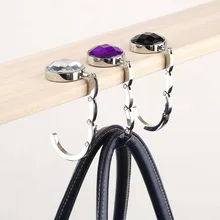 2017 Portable Home Use Women Purse Folding Rhinestone Crystal Alloy Handbag Bag Hanger Hook Holder
