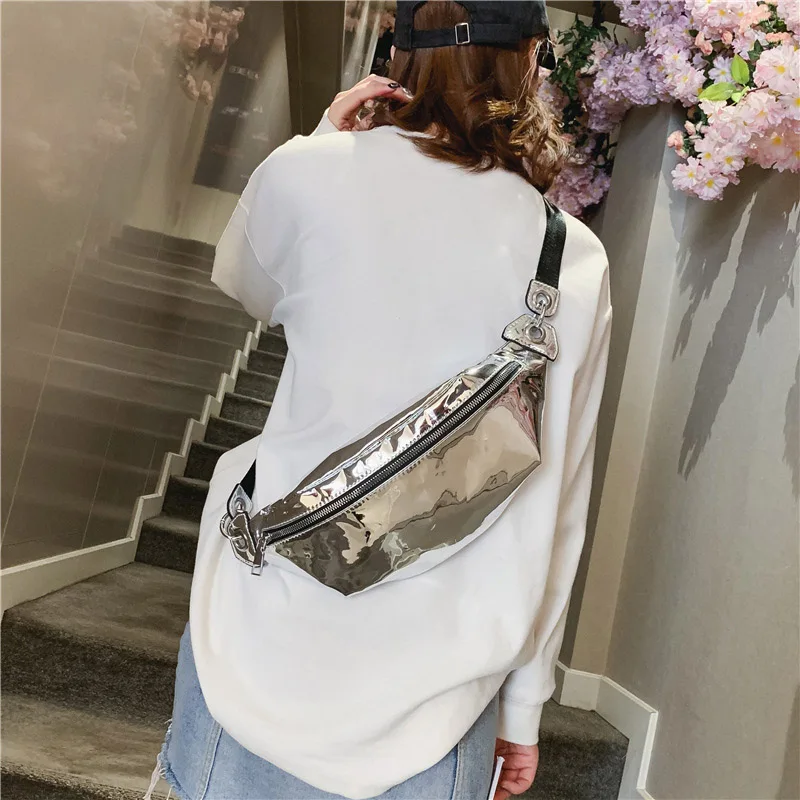 

PU Chest Bag Patent Leather Waist Bag Bright Side Shoulder Cross body Pack Fashion Chest Bag Lacquer Leather 030287