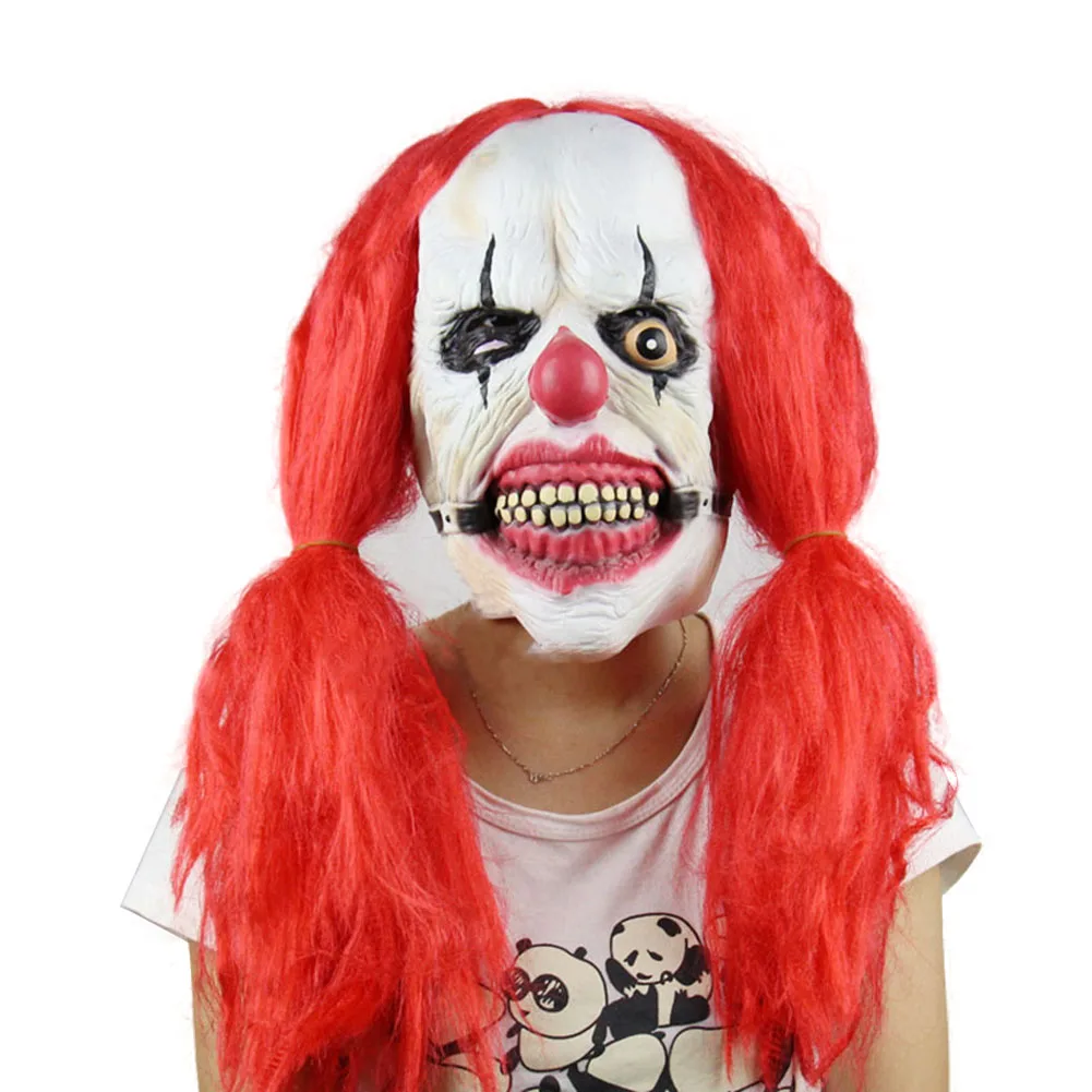 

Scary Killer Clown Mask with Red Hair Ghost Movie Masks Halloween Props Fancy Costumes Supplies WXV Sale