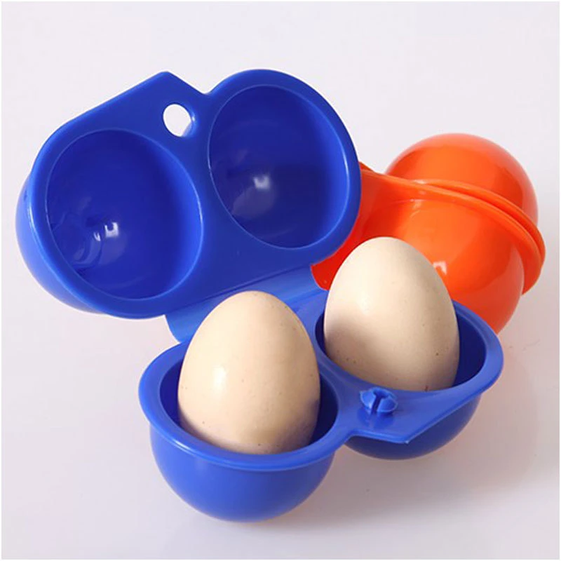 Orange 2 pcs Portable Egg Storage Eggs Holder Box Container Hiking Outdoor Camping Carrier For 2 Egg Case