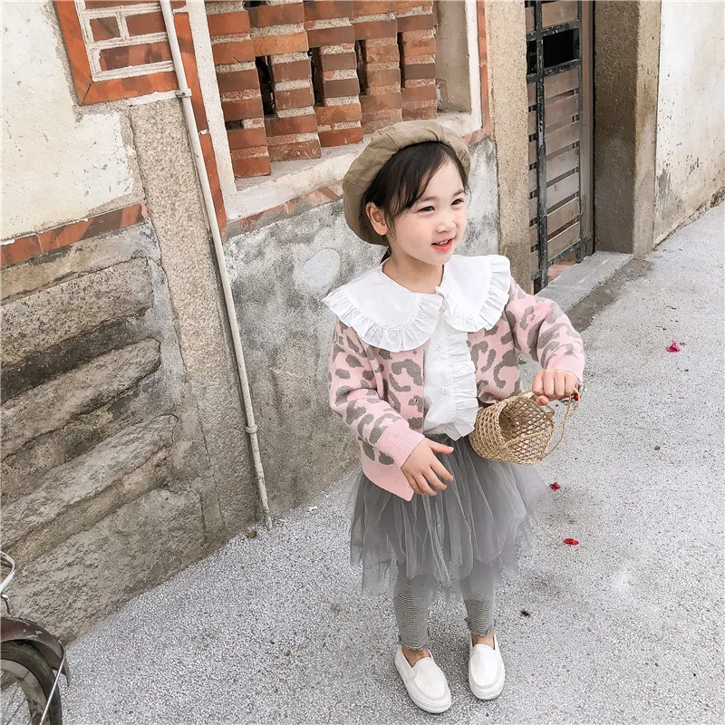 Cabolsa para o Bebê Bonito da Forma Primavera Nova Chegada Estilo Coreano Algodão All-match Manga Longa Leopardo-impresso Camisola Meninas 2020 8 Mamãe e Bebê