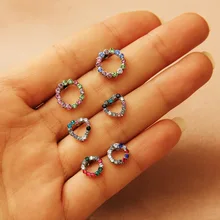 

New Exquisite Circle Crystal Stud Earring Simple Round Colorful Crystal Stud Earing for Women Jewelry 6pcs/set