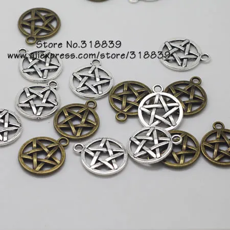 Модный винтажный металлический цинковый сплав пентаграмма подвески звезда кулон для изготовления ювелирных украшений 40 шт 16*20 мм 7691